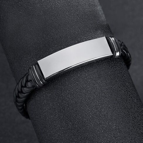 Braided Leather Bracelet for Men & Women, Black Stretch Gift for Christmas & Birthday in Saudi Arabia