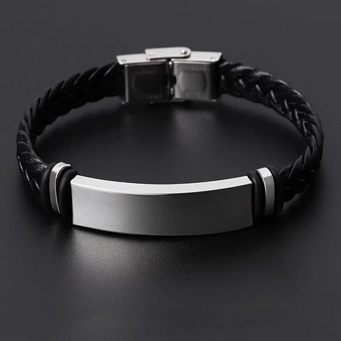 Braided Leather Bracelet for Men & Women, Black Stretch Gift for Christmas & Birthday in Saudi Arabia