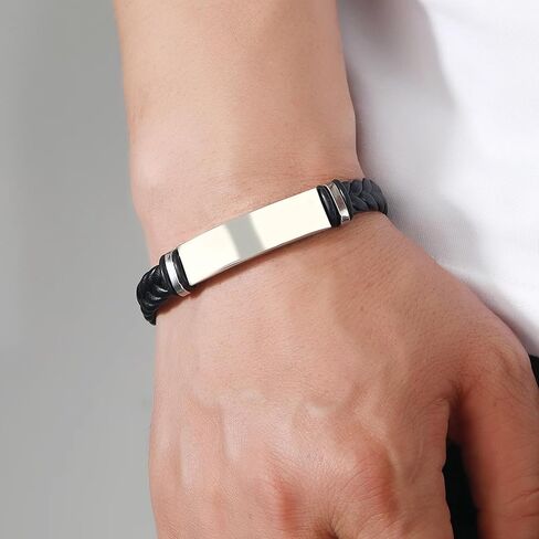Braided Leather Bracelet for Men & Women, Black Stretch Gift for Christmas & Birthday in Saudi Arabia