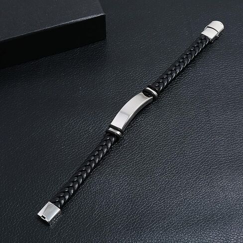 Braided Leather Bracelet for Men & Women, Black Stretch Gift for Christmas & Birthday in Saudi Arabia