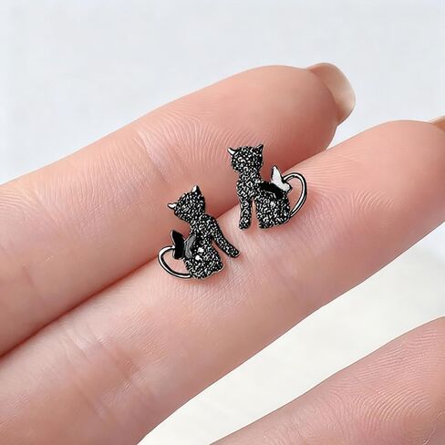 Cute Cat Stud Earrings for Women Sparkling CZ in Saudi Arabia