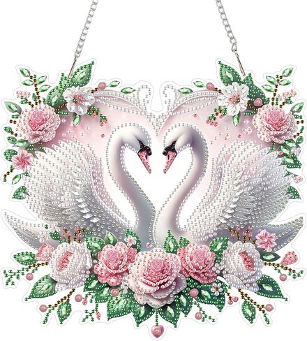 Eiflow DIY Hanging Diamond Art Kit Purple Flower, Acrylic Diamonds Painting Pendant Board Kit, 5D Gem Art Ornament Kit for Adults, Double Sided(9.4x9.4inch) in Kuwait