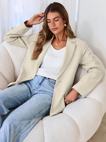Simplee Blazer for Women Casual Long Sleeve Work Business Casual Blazers Striped Cuff Suit Jacket with Pockets in Kuwait
