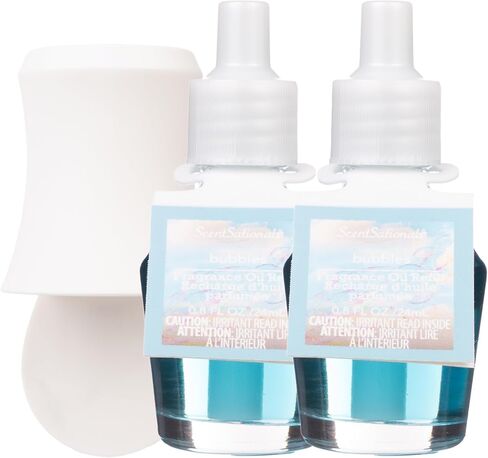مجموعة معطرات الهواء Scentsationals Plug in Air Freshener - موزع زيوت عطرية بقابس دوار وعبوتين لرائحة تدوم طويلاً - رائحة الفقاعات in Saudi Arabia
