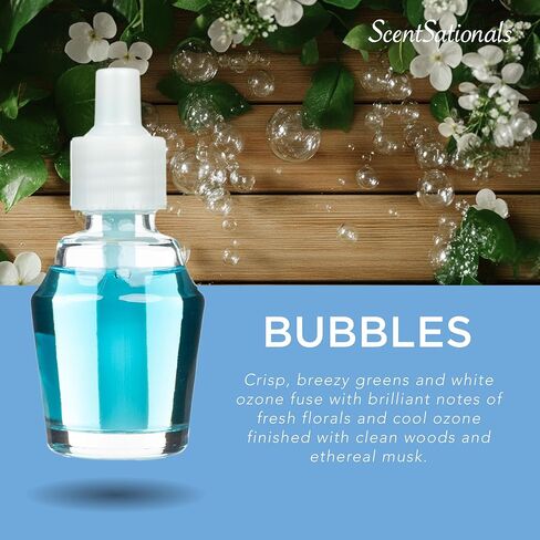 مجموعة معطرات الهواء Scentsationals Plug in Air Freshener - موزع زيوت عطرية بقابس دوار وعبوتين لرائحة تدوم طويلاً - رائحة الفقاعات in Saudi Arabia