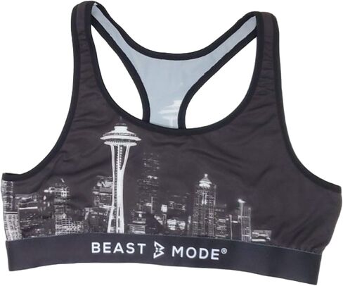 حمالة صدر رياضية للسيدات من PSD بتصميم Seattle Skyline Beast Mode باللون الأسود (كبير) in Saudi Arabia