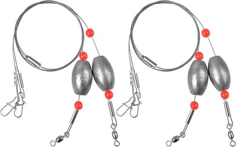 FUSIGO Egg Fishing Sinker Weight Rigs, 6pcs Flounder Rig Saltwater Bottom Rigs Stainless Steel Wire Leader with Egg Sinker Catfish Carolina Rigs Fishing Ready Rigs for Trout Drum Redfish Fishing in Saudi Arabia