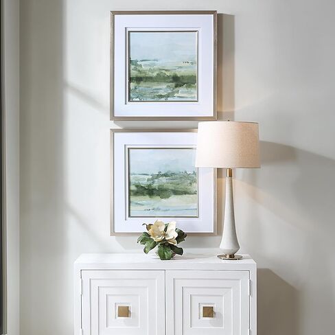 Uttermost 32356 Soft Sage - فن المناظر الطبيعية التجريدية (مجموعة من 2) - طول 28 بوصة وعرض 28 بوصة in Saudi Arabia