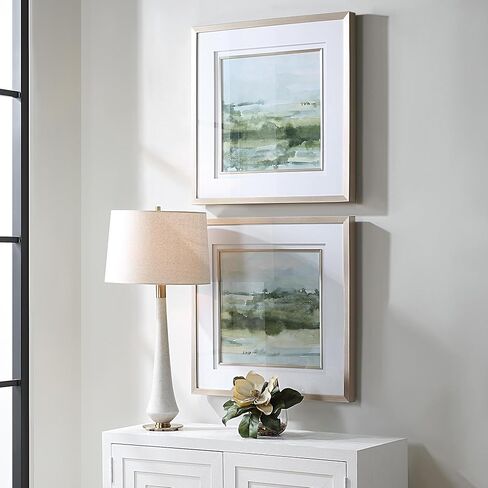 Uttermost 32356 Soft Sage - فن المناظر الطبيعية التجريدية (مجموعة من 2) - طول 28 بوصة وعرض 28 بوصة in Saudi Arabia