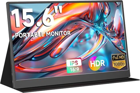 Portable Monitor for Laptop 15.6 Inch FHD 1080P IPS Gaming Travel Laptop Screen Extender, Portable Laptop Monitor USB-C/HDMI HDR Display for Laptop/PC/Mac/Phone/PS5/Xbox/Switch, Built-in Speakers in Kuwait