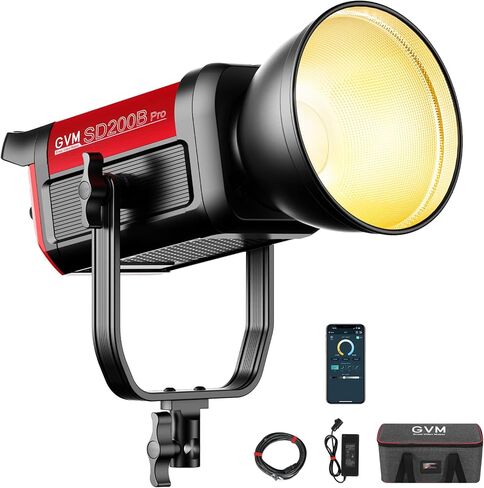 GVM 200W LED Video Light with Softbox, SD200B Photography Lighting Kit with Bluetooth Mesh Network/DMX Control, 2700K-6800K Studio Light Continuous Lighting Kit, 45400lux/1m, 12 Scene Effects in Saudi Arabia
