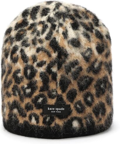 Kate Spade Women's Downtown Leopard Beanie, Stylish Hat & Fashion Accessory Cap for Cold Weather in Saudi Arabia