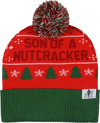 Bioworld Elf The Movie Beanie Ugly Sweater الكبار متماسكة مطرزة مكبل قبعة صغيرة مع بوم متعدد الألوان in Saudi Arabia