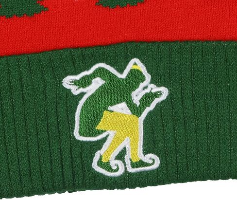 Bioworld Elf The Movie Beanie Ugly Sweater الكبار متماسكة مطرزة مكبل قبعة صغيرة مع بوم متعدد الألوان in Saudi Arabia