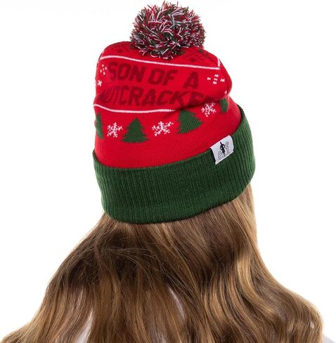 Bioworld Elf The Movie Beanie Ugly Sweater الكبار متماسكة مطرزة مكبل قبعة صغيرة مع بوم متعدد الألوان in Saudi Arabia