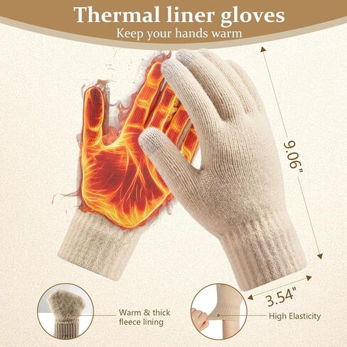 Womens Winter Hat Gloves Scarf Set, Warm Knit Pom Pom Beanie with Fleece Lined Long Neck Scarf Touchscreen Gloves Gift in Saudi Arabia