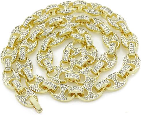 قلادة/سوار Bling ICY Mariner Link Choker للرجال من الذهب عيار 14 قيراط وألماس مصنوع في مختبر 10 مم (8.5-30 بوصة) in Saudi Arabia