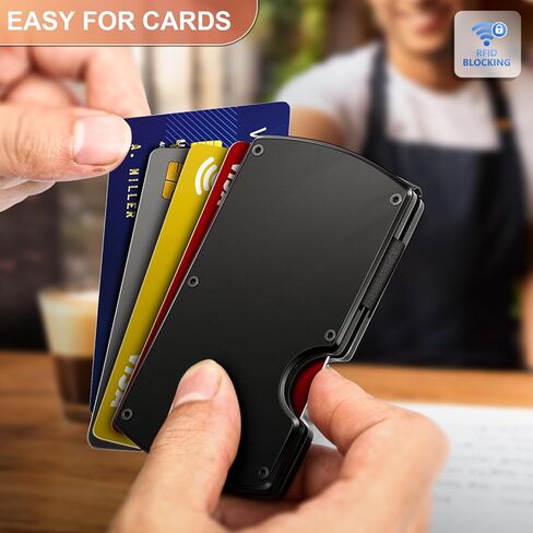 Slim Wallet,Men Wallet Money Clip Aluminum Card Holder Expandable for 12 Cards RFID Blocking in Saudi Arabia
