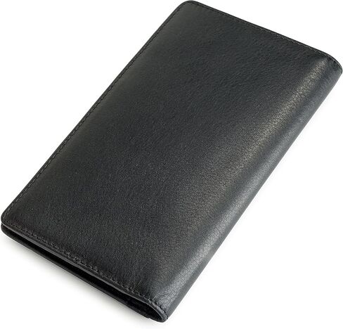 Visconti Jaws BD12 Black Leather Tall Checkbook Wallet 4" x 6.5" Black/Red in Saudi Arabia