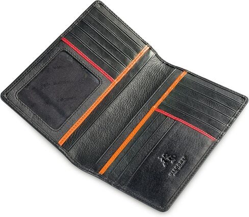 Visconti Jaws BD12 Black Leather Tall Checkbook Wallet 4" x 6.5" Black/Red in Saudi Arabia