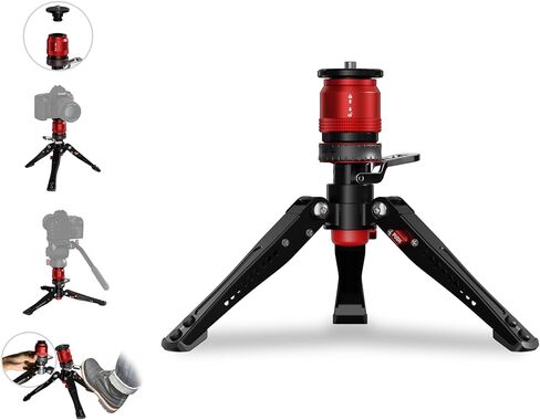 IFOOTAGE Cobra 3 Monopod Base,10" Desktop Mini Tripod,Small Camera Phone Tripod for,Monitor,Holder Clip,Mini Ball Head,LED Flash,1/4"&3/8" Automatic Switching Screw,Load up to 17.64lb/8kg in Kuwait