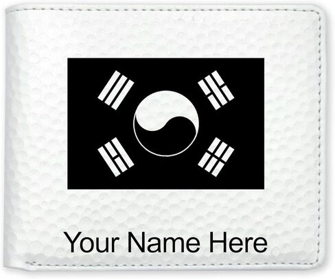 LaserGram Faux Leather Bi-Fold Wallet, Flag of South Korea, Personalized Engraving Included (Black with Gold) in Saudi Arabia