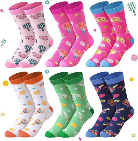 6/12 Pairs Dinkball Socks for Women Dink Ball Lovers Gifts Funny Crew Sock Sports Birthday Party Favor Accessories in Saudi Arabia