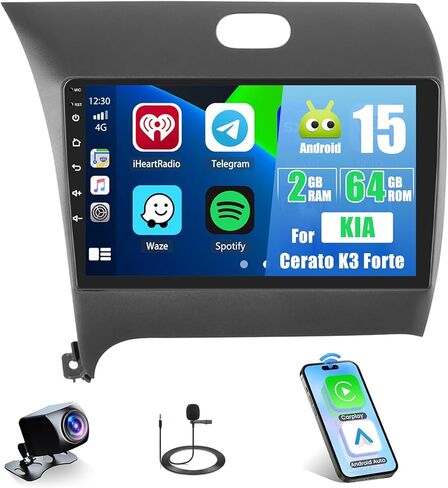 6+128G Android 13 Wireless Carplay Stereo Kit for Kia Forte Cerato K3 2013-2018, 9 Inch 1280x720 HD Touchscreen with Wireless Android Auto DSP GPS Navigation BT FM RDS in Saudi Arabia