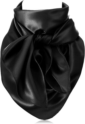 Wild Rag 35.43 بوصة أسود Wild Rags البوليستر وشاح غربي كبير جدًا حريري ناعم متين وشاح رعاة البقر لكل من الرجال والنساء، أنيق ومتعدد الاستخدامات in Kuwait