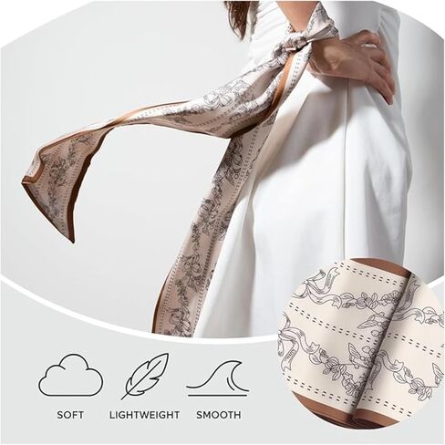 Printed Square Head Scarf, Hair Scarf, Neck Scarf, Bandana | Fashion Accessory for Purses and Handbags 145 * 14cm(flower vine) in Saudi Arabia