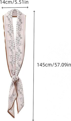 Printed Square Head Scarf, Hair Scarf, Neck Scarf, Bandana | Fashion Accessory for Purses and Handbags 145 * 14cm(flower vine) in Saudi Arabia
