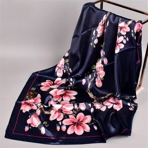 35" Satin Large Square Head Scarves Silk Like Neck Scarf Hair Sleeping Wraps Satin Silk Scarfs for Women in Saudi Arabia