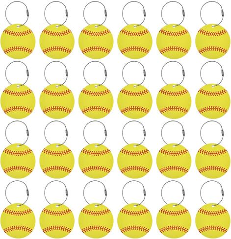 FREEBLOSS 24Pcs Softball Luggage Tags 2.8" Softball Bag Tags with Metal Ring Cute Travel Suitcase Labels for Men and Women in Saudi Arabia
