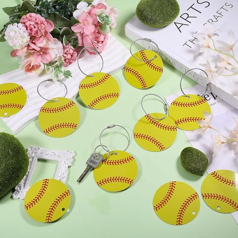 FREEBLOSS 24Pcs Softball Luggage Tags 2.8" Softball Bag Tags with Metal Ring Cute Travel Suitcase Labels for Men and Women in Saudi Arabia