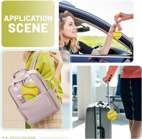 FREEBLOSS 24Pcs Softball Luggage Tags 2.8" Softball Bag Tags with Metal Ring Cute Travel Suitcase Labels for Men and Women in Saudi Arabia
