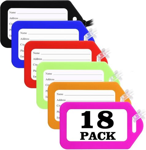 Luggage Tags for Suitcases (Multi Color, 18 PK), Luggage Tag, Bag Tag for Baggage, Suitcase Tags Bulk in Saudi Arabia