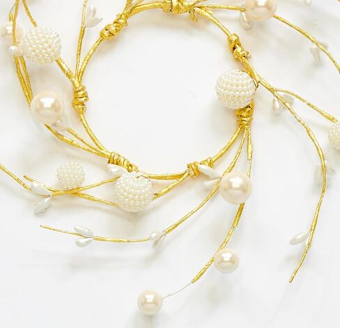 حلقة شمعة بلون التوت الأبيض واللؤلؤ مقاس 3.25 سم مع سلك ذهبي، مجموعة من 4 قطع in Saudi Arabia