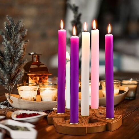 Nitial Christmas Advent 5 Candles Holder Wood Ring Shaped with Celtic Knot Nativity Candleholder for Xmas Home Church Prayer Party Table Centerpiece Decor Elegant Christian Religious Gifts in Saudi Arabia