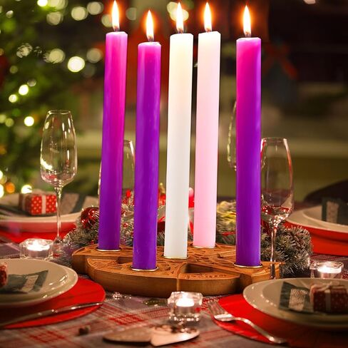 Nitial Christmas Advent 5 Candles Holder Wood Ring Shaped with Celtic Knot Nativity Candleholder for Xmas Home Church Prayer Party Table Centerpiece Decor Elegant Christian Religious Gifts in Saudi Arabia