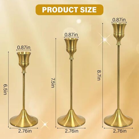 Oeiunuke Set of 6 Gold Candle Holders with Wavy Heights - ElegantVintage Metal Candle Sticks for Wedding, Dining Table Centerpiece, ldealGift for Home Decor in Saudi Arabia