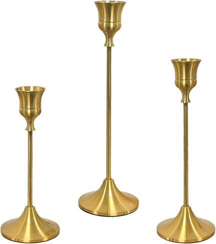 Oeiunuke Set of 6 Gold Candle Holders with Wavy Heights - ElegantVintage Metal Candle Sticks for Wedding, Dining Table Centerpiece, ldealGift for Home Decor in Saudi Arabia