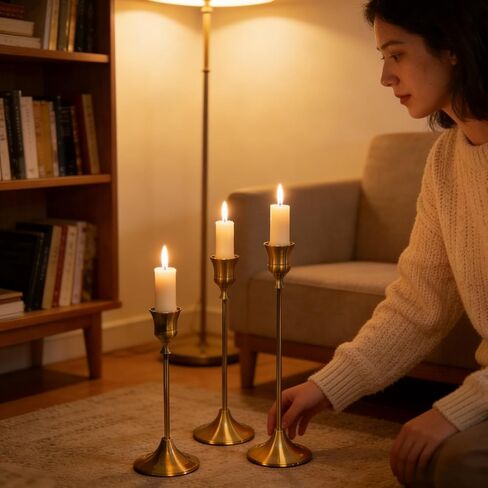 Oeiunuke Set of 6 Gold Candle Holders with Wavy Heights - ElegantVintage Metal Candle Sticks for Wedding, Dining Table Centerpiece, ldealGift for Home Decor in Saudi Arabia