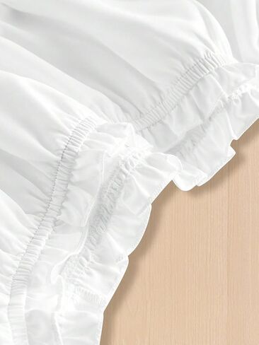 فستان بناتي بأكمام فانوس مكشوف الأكتاف مكشكش وأكمام طويلة فستان أبيض مكشكش لعمر 13-16 سنة in Kuwait