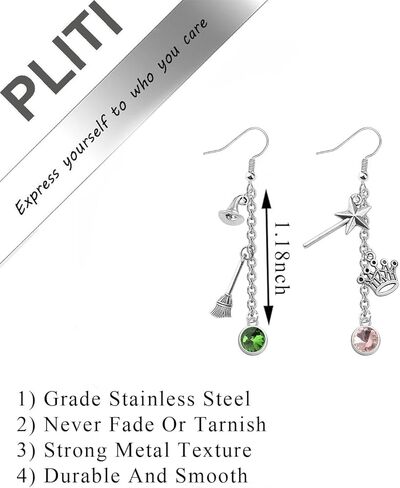 PLITI Musical Movie Inspired Gift Witch Fans Gift Green And Pink Witch Earrings For Musical Lover in Saudi Arabia