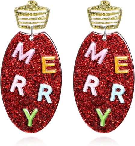 Christmas Earrings for Women - Cute Pink Light Bulb Ornament Dangle Holiday Jewelry, Christmas Outfit Accessories Xmas Gifts in Saudi Arabia