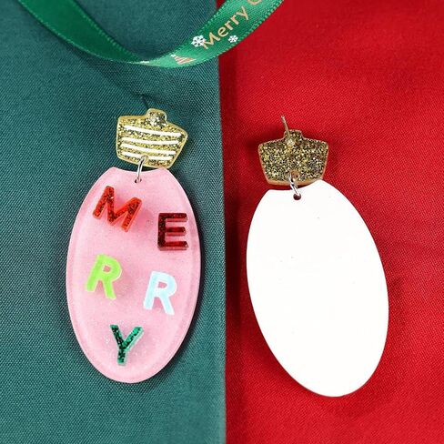 Christmas Earrings for Women - Cute Pink Light Bulb Ornament Dangle Holiday Jewelry, Christmas Outfit Accessories Xmas Gifts in Saudi Arabia