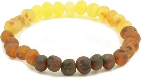 سوار TheNaturalAmber من كهرمان البلطيق للبالغين - خرز باروكي قوس قزح خام 18 سم سوار كهرمان شفاء أصلي لتخفيف الألم والقلق، مجوهرات عنبر طبيعية مصنوعة يدويًا in Saudi Arabia
