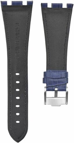 Ewatchparts 28mm Leather Watch Band Strap Compatible With Ap 42mm Audemars Piguet Roo Blue With White Stitching in Saudi Arabia