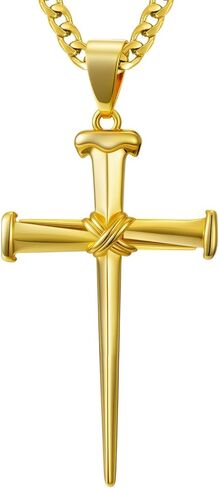Three Nail Cross Necklace for Men 18K Gold Cross Pendant Necklace Religious Jewelry Christian Gift in Saudi Arabia
