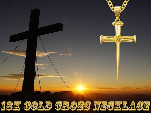 Three Nail Cross Necklace for Men 18K Gold Cross Pendant Necklace Religious Jewelry Christian Gift in Saudi Arabia